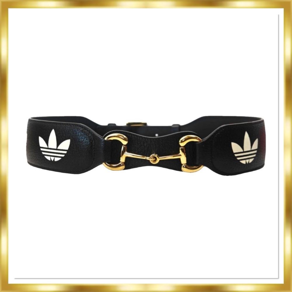 Gucci X Adidas Leather Logo Horse-Bit Belt. Size 85( Small)